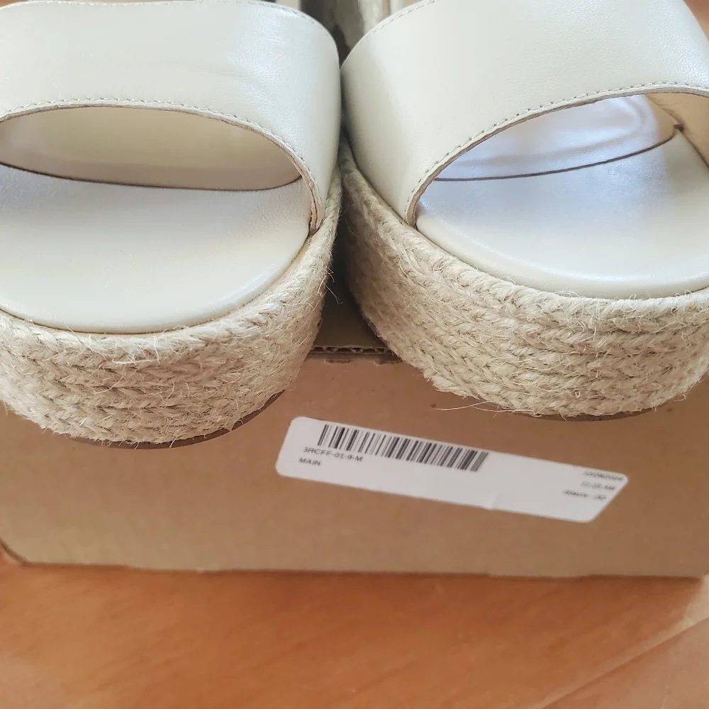 Bowie Espadrille Platform Wedge Leather Sandals, 9